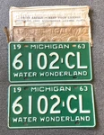 Very Rare 1963 Michigan License Plates Pair Nos Original Set Chevy Ford. Fixed Price $195.00.