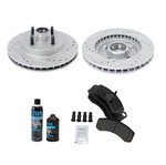 Anti-rust Coated Brake Rotor & Ceramic Pad Set Fits Front Axle Pair. Fixed Price $255.52.
