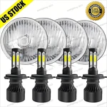 5-3/4" Stock Glass Metal Headlight 18/24W 6K Led H4 Bulb Headlamp Set. Fixed Price $95.99.