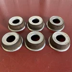 Vintage Set Of (6) Door Handle Windw Crank Escutcheon Trim Rings. Fixed Price $49.99.