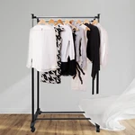 Double Rod Portable Clothing Hanging Garment Rack Lockable Wheels Mobile. Fixed Price $26.98.