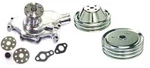 Small Block Chevy Chrome Short Water Pump & 2 / 3 Groove Crankshaft Pulley Kit. Fixed Price $148.65.