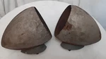 ** (2) Vtg 1937 1938 Chrysler Desoto Headlight Buckets With Mounts Rat Hot Rod. Fixed Price $149.00.