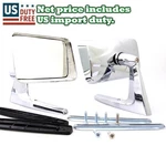 Square Chrome Fender New Door Mirrors Pair Usa Long Base 2 Pieces Left Right Set. Fixed Price $98.60.