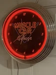 Muscle Car Garage Logo Red Neon Black Wall Clock 14 Diameter Works. Fixed Price $59.00.