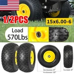 15X6.00-6 Front Tire/wheel Set For John Deere 100/D100, 3/4" Bushings, 4-PLY. Fixed Price $49.99.