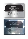 Studebaker Corporation Avanti Specific Model Serial Number Data Plate Id Tag. Fixed Price $74.99.