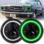 2PC 7'' Round Led Headlights Green Drl Amber Turn Ford Mustang 1965-78. Fixed Price $72.28.