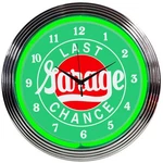 Last Chance Garage Neon Light Up Man Cave Wall Clock. Fixed Price $79.99.