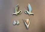 1947 Cadillac Hood Emblem 2 Packard Swans Harley Motorcycle Reflector Lights. Fixed Price $285.00.